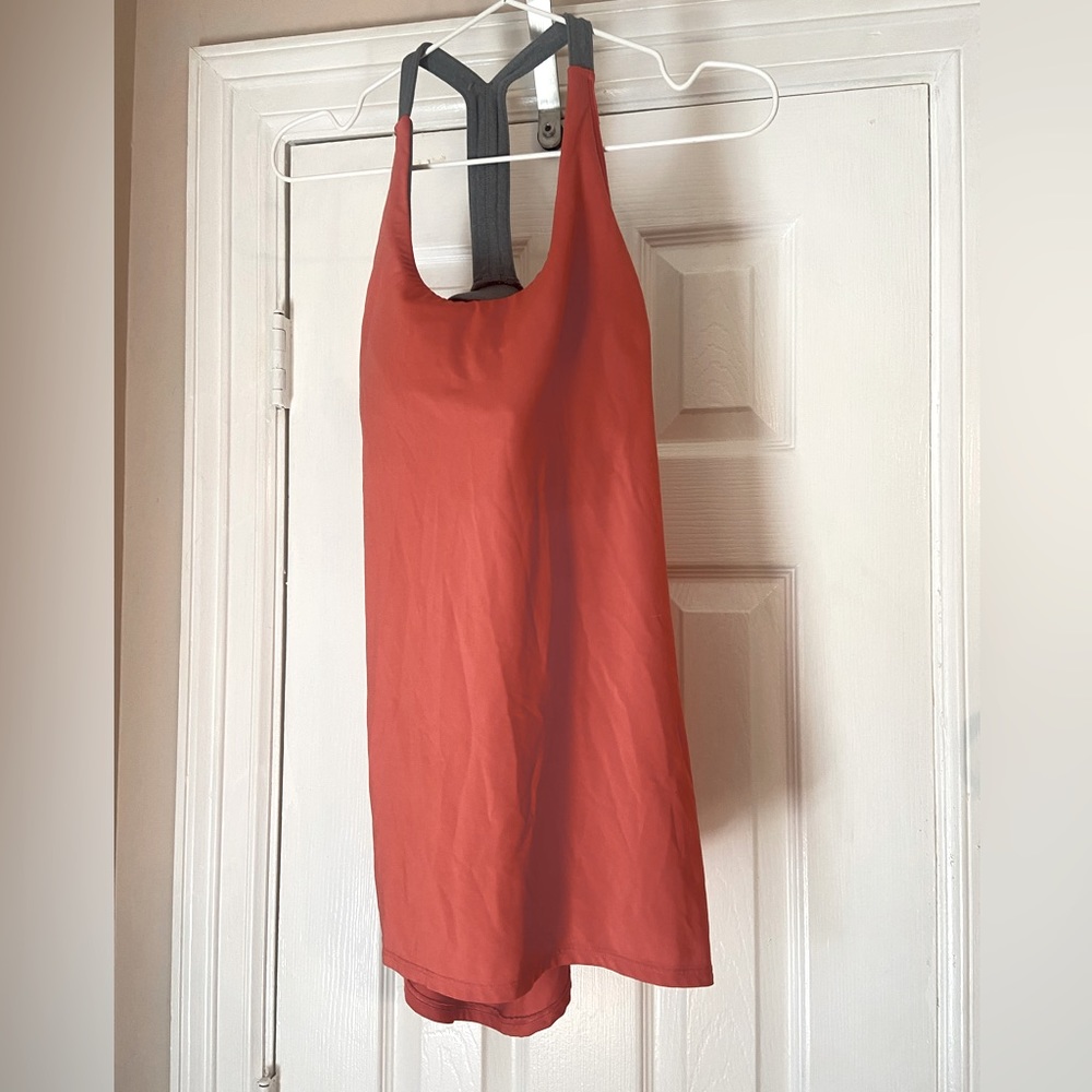 Coral drape back yoga top